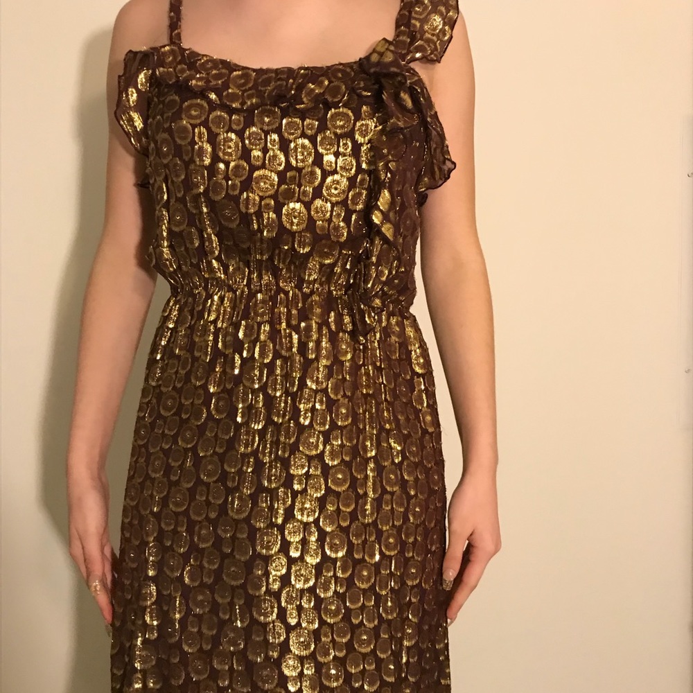 Burgundy and gold dress